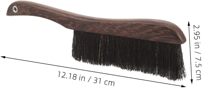 Ciieeo 2pcs Wooden Horsetail Bed Brush Soft Bristle Cleaning Brush for Furniture Car Piano Guzheng Long