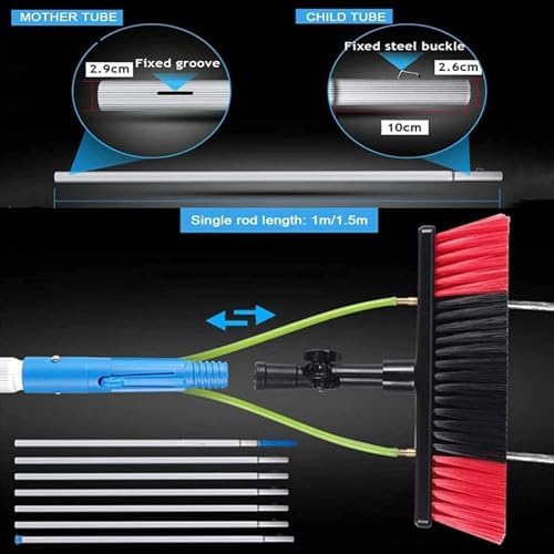 Glass Cleaning Brush Home Water Fed Telescopic Pole Kit Solar Panel Brush Rotating for Photovoltaic PanelWater Fed Pole Kit with Solar Panel Cleaning Brush and Pole Window Cleaning Brush