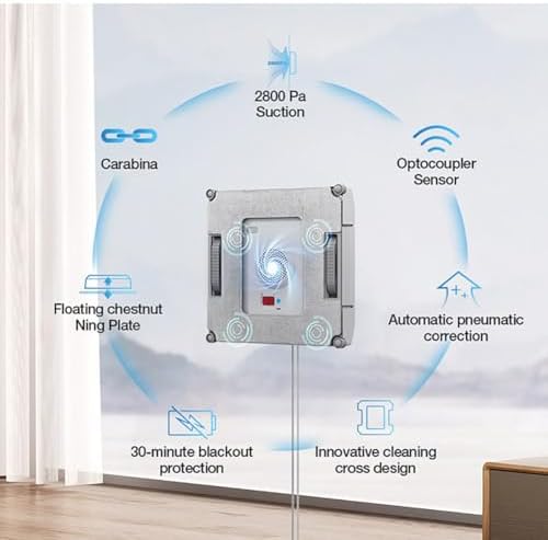Automatic Window Cleaning Robot Smart Glass Cleaner with Dual Water Spray Intelligent Path Planning 2800Pa Suction Edge Detection Remote Control for High-Rise Windows and Tiles