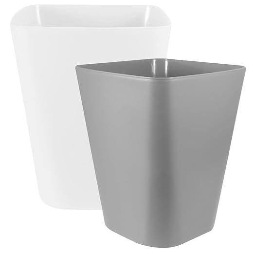 Uonlytech 2pcs Square Trash Can Compact Plastic Wastebasket for Home Office Kitchen and Bathroom Easy Open Design Minimalist Style
