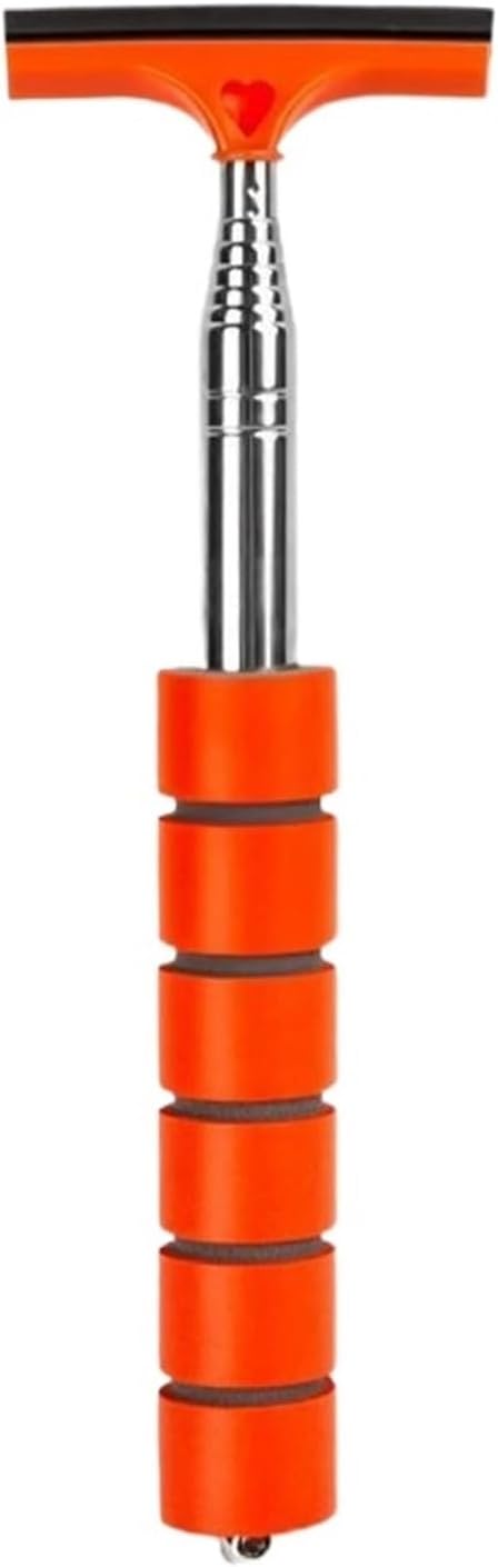 Portable Rainy Glass Window Wiper Extendable Handle Car Side Mirror Telescopic Rearview Mirror ﻿(Orange)