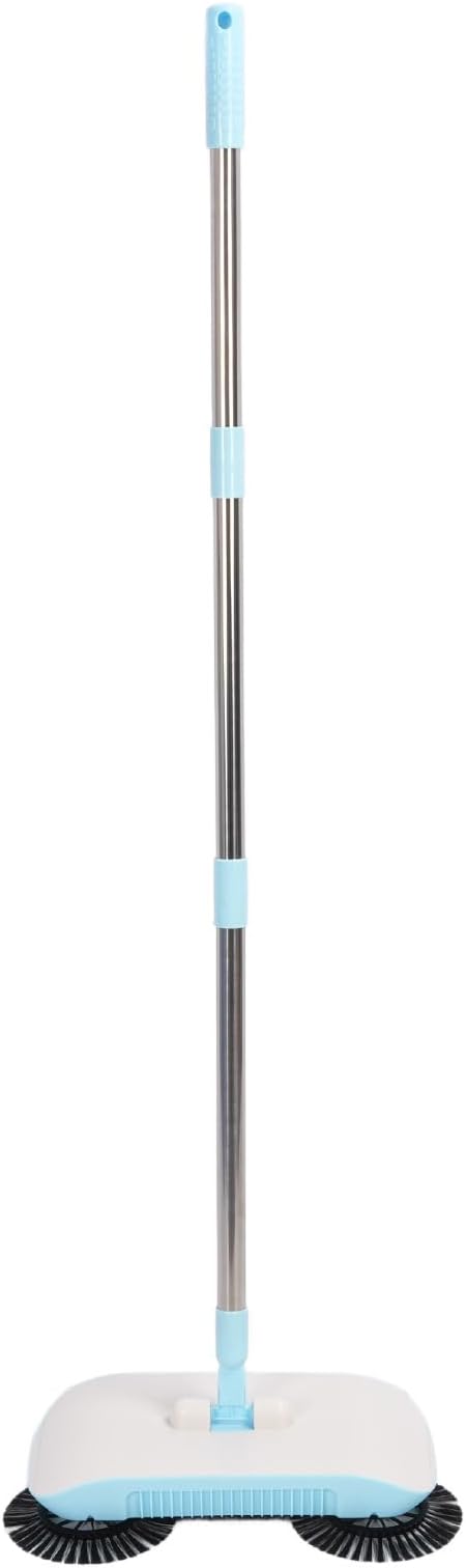 Hand Push Sweeper Sweeping and Mopping Simultaneously Sweeper 180 Degree Rotating Mop with Sealed Dust Compartment Ideal for Hardwood Laminate Marble &amp Ceramic Floors (Blue)