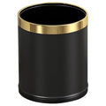 14L/3.7GAL Black and GoldTrash canOpen Top Metal Office WastebasketGold Trash bin Without lid for OfficeHotelStoreRestaurant(Black 14)