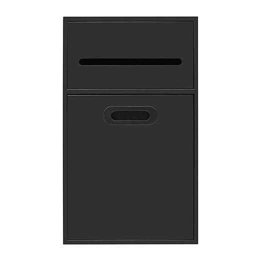 Recessed in-Wall Bathroom Trash Can with Toilet Paper Holder 6L/1.59Gal 304 Stainless Steel Hidden Garbage Can Wall Mounted Waste Bin for Toilet Bathroom Laundry Room (Black)