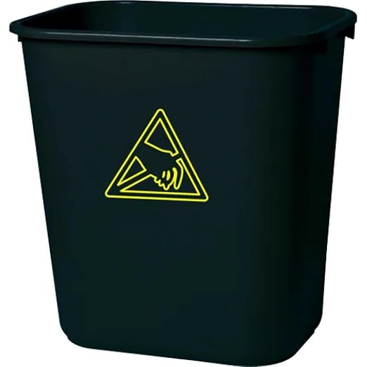 28 Quart ESD Trash Can Anti-Static 7 Gallon Plastic Wastebasket for Labs &amp Offices