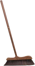 Wooden Outdoor Broom with Soft Bristles Long Handle Garden Scrub Broom for Deck Patio and Floor Cleaning Static Dust Brush for Home and Outdoor Use