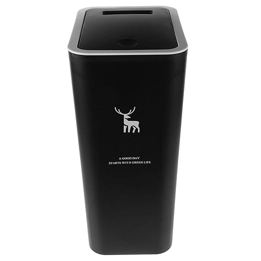 Uonlytech Press-top Trash Can with Lid 15l Plastic Wastebasket for Office Bedroom Kitchen Countertop Use Black Animal Print Press Ring Design