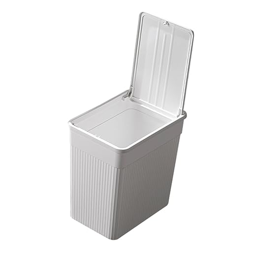VALICLUD Bathroom Trash Can with Press Lid Large White Narrow Garbage Bin Plastic Wastebasket for Home and Toilet Use