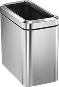 simplehuman 25 Liter / 6.6 Gallon Slim Open Top Small Trash Can Commercial Grade Heavy Gauge Office Trash Can Brushed Stainless Steel