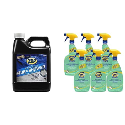 Zep Advanced Tub and Shower Drain Opener Gel Home Pro Multi-Purpose Foaming Bathroom Cleaner - U49210 32 oz and R53106 32 oz -