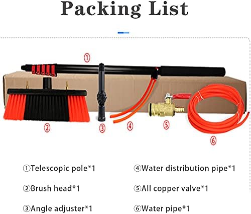 Glass Cleaning Brush Home Water Fed Telescopic Pole Kit Solar Panel Brush Rotating for Photovoltaic PanelSolar Panel Cleaning Kit with 30ft Telescopic Pole Water Fed Brush for Outdoor Windo