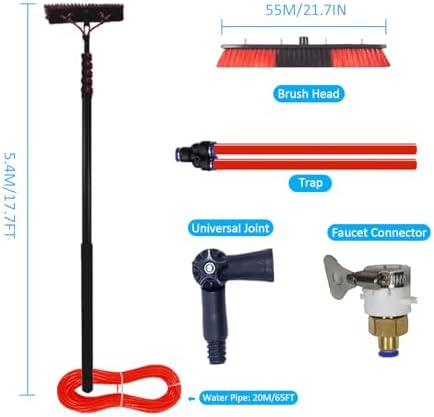 Glass Cleaning Brush Home Water Fed Telescopic Pole Kit Solar Panel Brush Rotating for Photovoltaic PanelExtendable Telescopic Window Cleaning Kit - Water Fed Poles &amp Brush for Solar Panels
