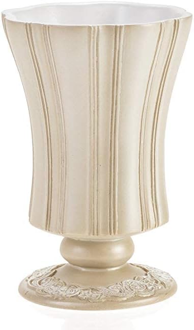 Creative Scents Victoria Beige Bathroom Accessories Set - Decorative Bathroom Accessory Set - 4 Piece Bathroom Set Features: Soap Dispenser Toothbrush Holder Tumbler and Soap Dish