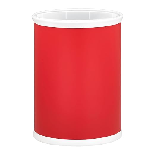 Kraftware Rainbow Oval Wastebasket with Plastic Liner Adding Color and Fun to the Bathroom and All Other Rooms in the Home or Entertainment Space 13 Quart Capacity 2 piece Set Red