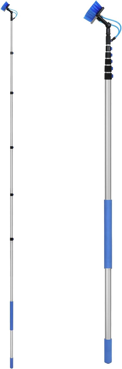 VEVOR Water Fed Pole Kit 36FT Solar Panel Cleaning Pole with Extendable Handle 180° Rotatable Brush Head &amp 65.6FT Hose Household &amp Outdoor Window Cleaner Tool for Caravan Solar Panel Deck
