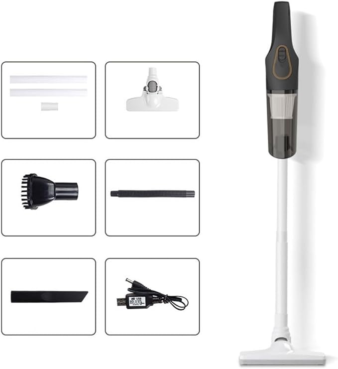 Cordless Vacuum Cleaner with Powerful Suction Motor Lightweight Design USB Charging for Multi for Surface Floor Carpet Dust Deep Clean(A-Black)