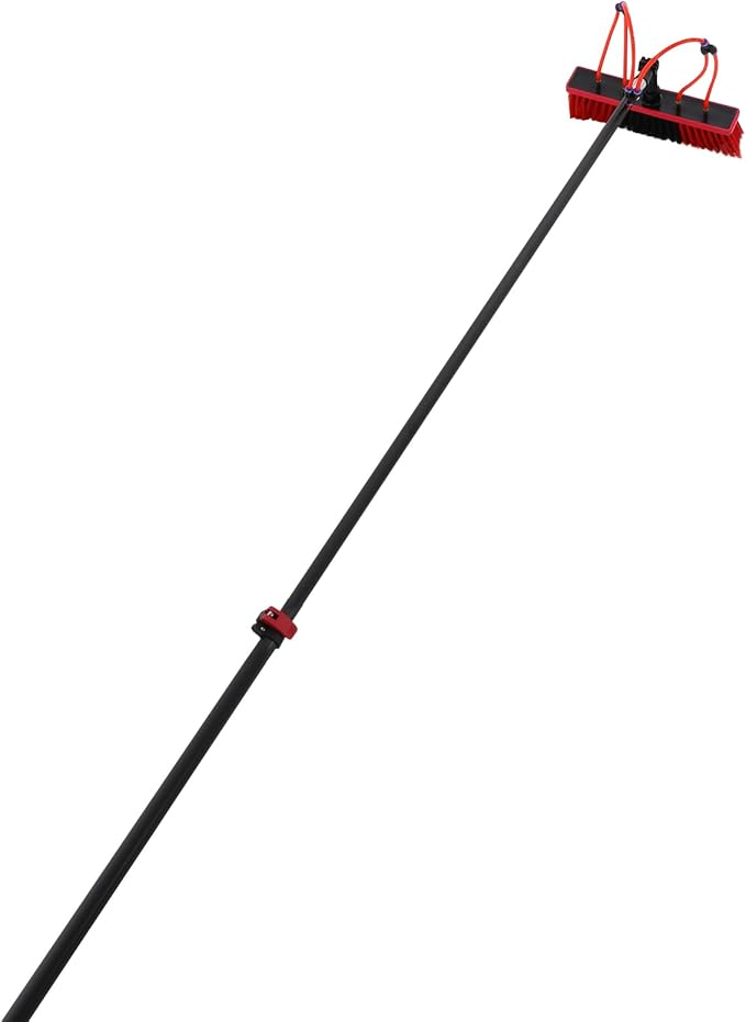 29.5FT Window Cleaning Water Fed Brush Kit 13.2'' Detachable Brush Head Window Glass Washing Cleaner Equipment Kit Adjustable Telescopic Pole Tool for Household &amp Outdoor