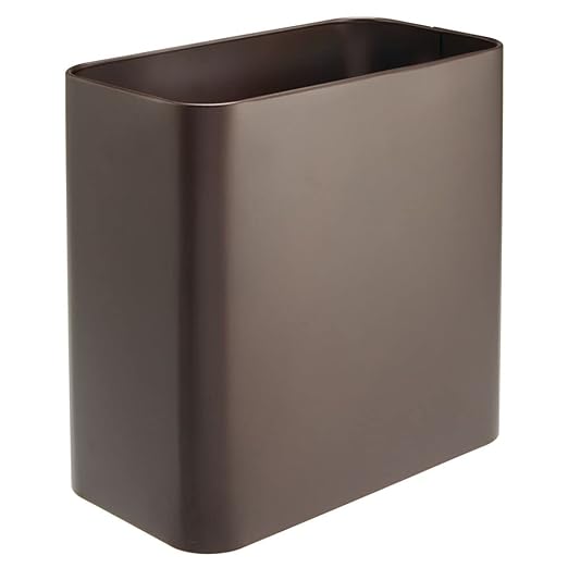 mDesign Small Metal 2.4 Gallon/9 Liter Trash Can Wastebasket Garbage Bin for Bathroom Slim Rubbish Waste Bin Trashcans - Mirri Collection - Bronze
