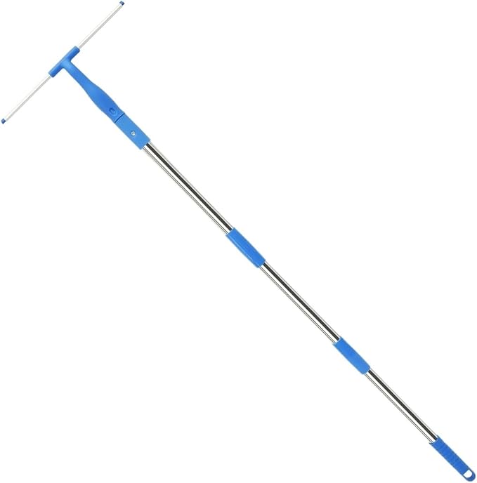 Window Squeegee Glass Cleaning Tool Kit and Scrubber with 53inch Stainless Steel Pole Removable