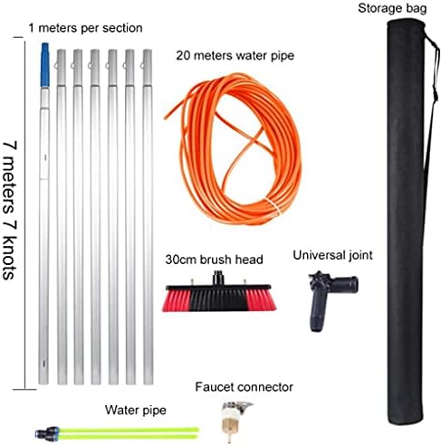 Window Cleaning Brush Cleaning Pole Window Cleaner Kit Water/Hose Fed Pole Solar and Photovoltaic Panel Cleaning 6m (7m)