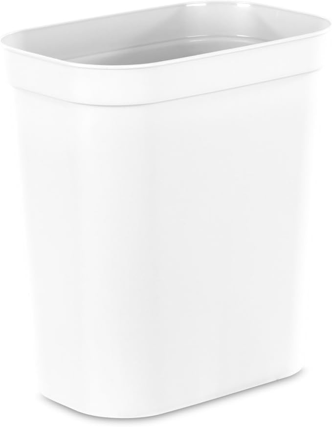 Sterilite 2.5 Gallon Vanity Wastebasket Small Open Top Trash Can for the Bathroom Bedroom Dorm Room or Office White 6-Pack