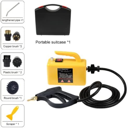 2600W Handheld High Temperature Portable Steamer for Heavy Duty Cleaning Tankless Design for Grout Tile Kitchen &amp Bathroom - Commercial &amp Home Use Yellow (110V)