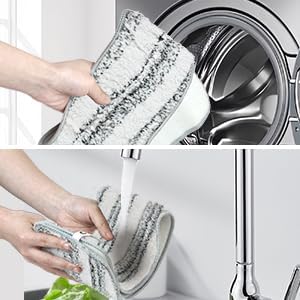 CQT Commercial Flat Microfiber Floor Mop Cleaning System 20 Wet Dry and Dust Hardwood with 4 Washable Pads Cleaner for Laminate Tile Stainless Steel Handle and Extension (PT15 New)