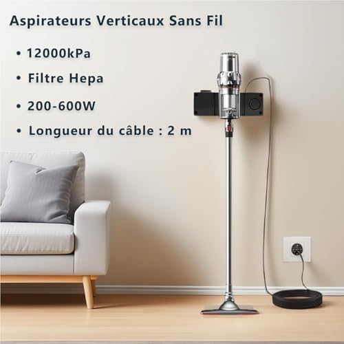 Cordless Vacuum Cleaner - Powerful Suction 12kPa 3-Speed Settings 40 Min Runtime HEPA Filtration for Carpets &amp Pet Hair