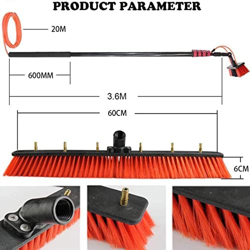 Glass Cleaning Brush Home Water Fed Telescopic Pole Kit Solar Panel Brush Rotating for Photovoltaic PanelWater Fed Pole Kit Extension Pole Outdoor Window Cleaner Brush Solar Panel Cleaning
