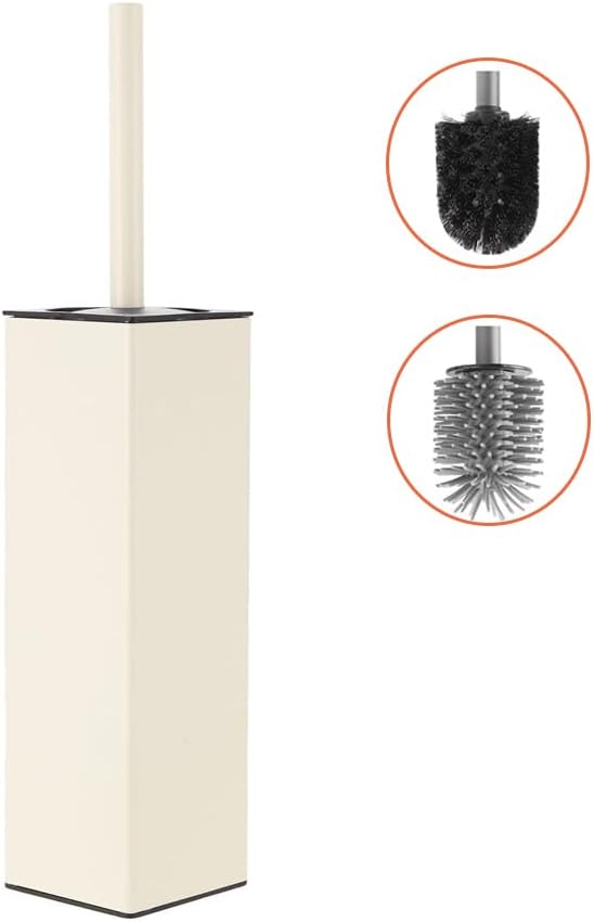 BGL Standing Toilet Brush and Holder Matte White Aluminium Toilet Bowl Cleaner Brush and Holder for Bathroom Storage and Organization Square Design Sturdy and Space Saving