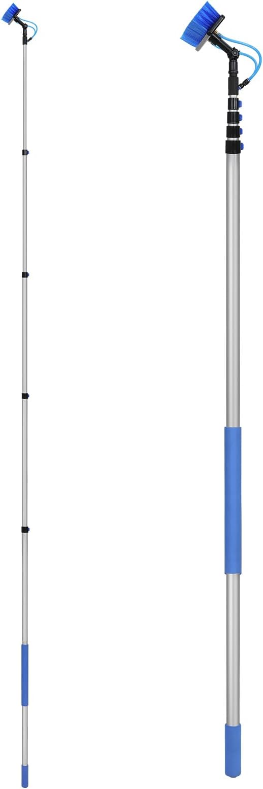 VEVOR Water Fed Pole Kit 30FT Solar Panel Cleaning Pole with Extendable Handle 180° Rotatable Brush Head &amp 65.6FT Hose Household &amp Outdoor Window Cleaner Tool for Caravan Solar Panel Deck