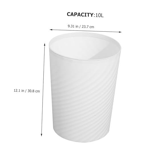 Uonlytech Large Capacity Lidless Trash Can White Garbage Bin for Office Living Bathroom Kitchen Sturdy Wastebasket Without Lid Easy to Use Home Waste Container