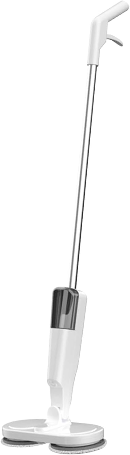 Electric Mop Lightweight Cordless with Water Sprayer Rechargeable 2000mAh Battery White - Quiet Operation Adjustable Length Ideal for Hardwood and Tile Floors (White)