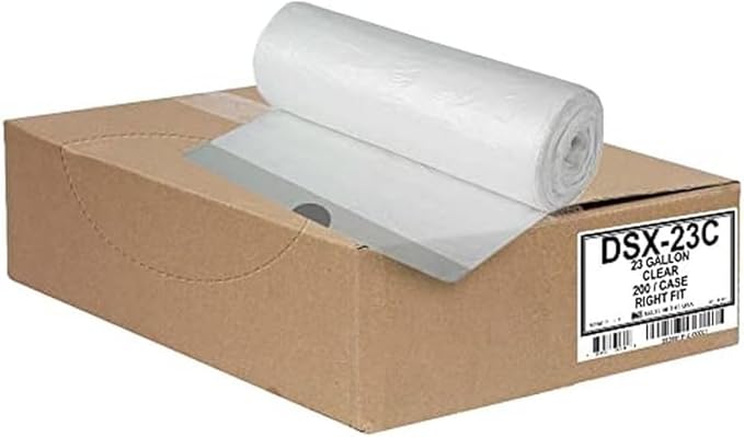Aluf Plastics 23-26 Gallon 0.9 MIL Clear Garbage Bags With Drawstrings Fits Slim Jim Trash Cans - 28.5 x 39 - Pack of 800 - For Home Office Industrial &amp Municipal