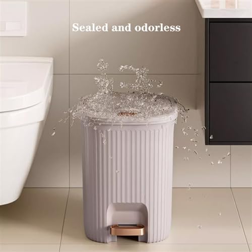 Compost bin kitchen/garbage Foot Pedal Round Trash Can Soft Close Step Garbage Can with Removable Inner Bin 12/15L Modern Trash Can with Lid for Living Room Bedroom Office Step trash can(Green15L