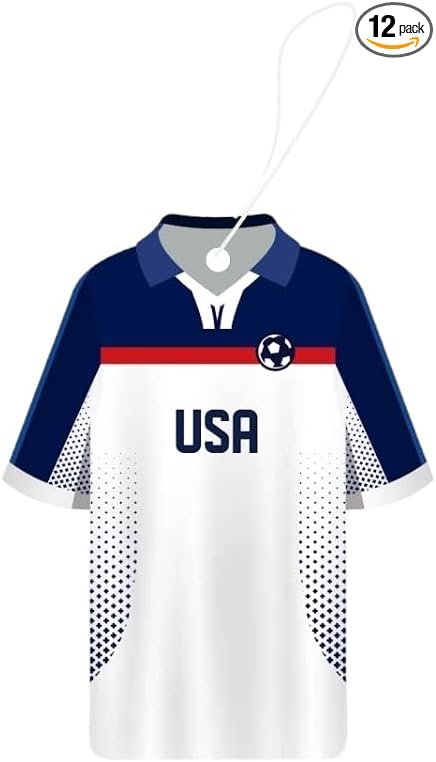 Car Air Freshener Assorted 12 Pack Fan Team Jersey USA|MEXICO|COLOMBIA|BRAZIL ARGENTINA|VENEZUELA Long- Lasting (Team USA Mix 3 Bubble Gum 3 New Car3 Vanilla Black3 Crystal Black)