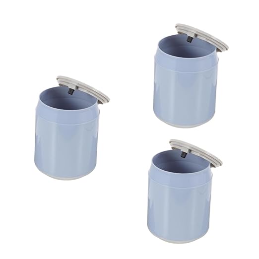 Cabilock 3pcs Mini Trash Can Lid Compact Desktop Wastebasket for Home Office Plastic Rubbish Bin Portable Tiny Trash Container for Indoor Use
