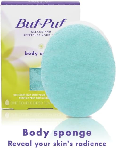 Buf-Puf Body Sponge Bath Sponge Dermatologist Developed Cleanses Skin of Dirt and Excess Oil Reusable Exfoliating 4 Count