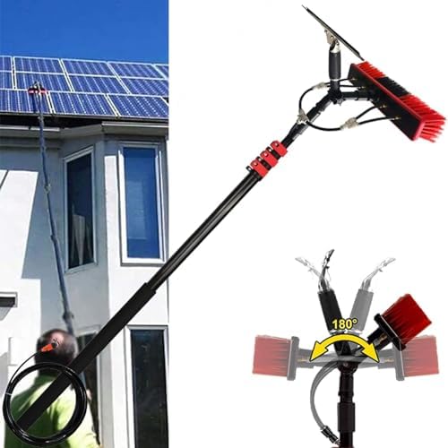 Glass Cleaning Brush Home Water Fed Telescopic Pole Kit Solar Panel Brush Rotating for Photovoltaic Panel3.6-10.8M Water-Fed Telescopic BrushWindow Cleaning RodExtendable CleanerConservator