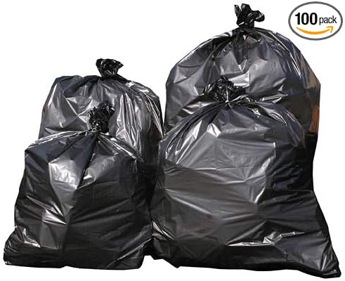 Trash Can Liners 38 X 58 100 bags/case black color low density 55-60 gallon capacity