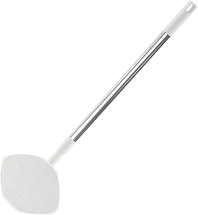 Retractable Household Dust Mop with Rotatable Triangular Head Convenient No-wash Face Towel Cover Cleaning Mop for Floor Vacuuming and Easy Storage White Handle