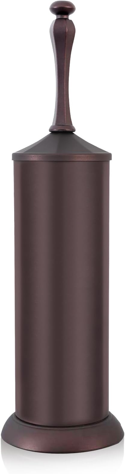 Bronze Toilet Brush and HolderExtra Long Handled Toilet Brush for BathroomStainless Steel Heavy Duty Toilet Bowl BrushDeep Cleaning Modern Toilet Cleaner Brush -Space Saving Covered Brush Durable