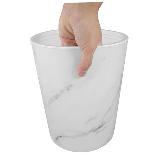 Ciieeo Marble Pattern Office Trash Can Large Capacity Plastic Wastebasket Restroom Bathroom Waste Bin Home Office Wastebasket