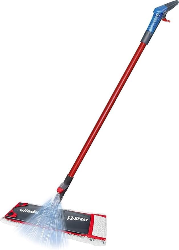 Vileda 1-2 Spray Mop - Microfibre Mop with Built-in Spray Reservoir No Bucket Required Suitable for All Floor Types