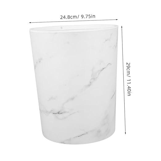 Ciieeo Marble Pattern Office Trash Can Large Capacity Plastic Wastebasket Restroom Bathroom Waste Bin Home Office Wastebasket