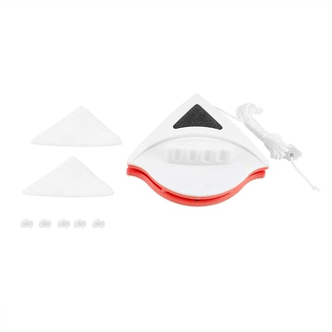 Double-Sided Magnetic Window Cleaner Glass Cleaning Glider Washing Wiper Cleaning Tool Brush for High-Rise And Car Window(15-24mm-Red)