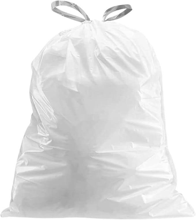 Plasticplace Custom Fit Trash Bags Compatible with simplehuman Code Y (100 Count) White Drawstring Garbage Liners 30.4 Gallon/ 115 Liter 28.5 x 39