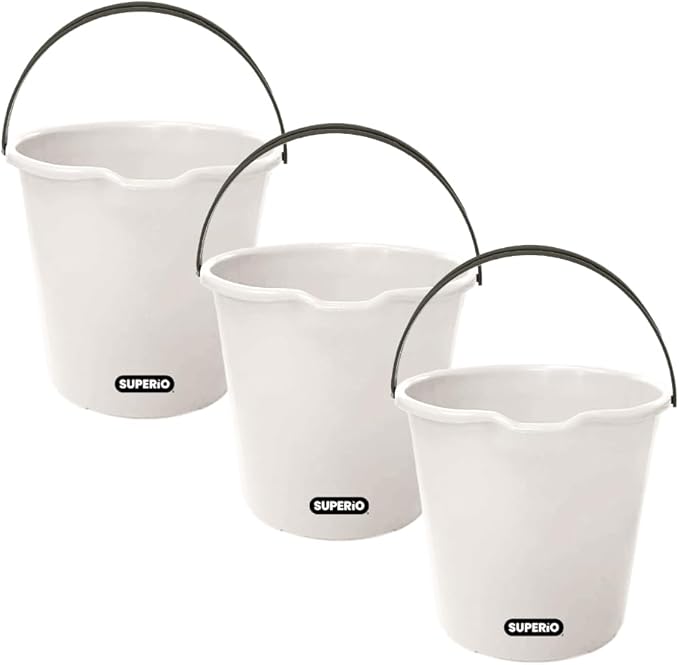 Superio 3-Pack Plastic Cleaning Bucket for Home 2 Gallon Pail for Mopping with Large Spout - Bucket for Floor Mopping Car Wash - Bowls for Camping Fishing