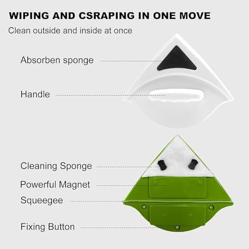 Magnetic Window Cleaner - Double-Sided Tool for 20-30Mm Double Layer Windows Super Powerful Magnets Anti Drop Scratch Free Water Storage