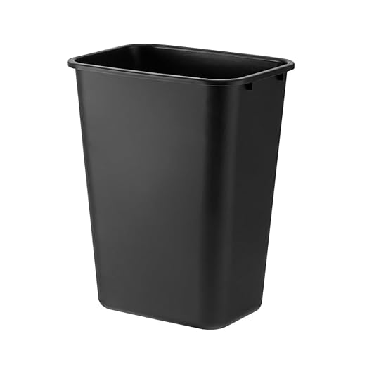 10 Pack Recycle Wastebasket 41 Qt./10 Gallon Rectangular Wastebasket/Trash Can Kit - Space Saving Recycling Bin Narrow Spaces in Commercial Kitchen Home Office and Dorm - Black